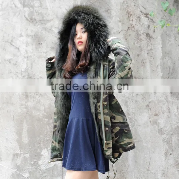 CX-G-P-05M Women Real Fur Collar Real Fox Fur Parka photo-3