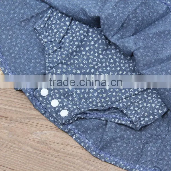 Hot Sale Baby Girl 2017 New Summer Clothes Children Boutique Printing Wholesale Cheap Blue Wave Point Kid Girl Child Dress photo-3