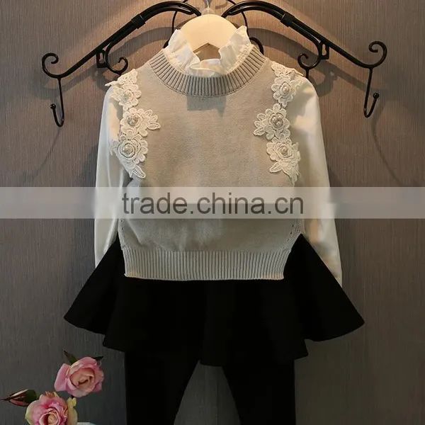 2016 Fashion Low Price Flower Low MOQ Sweater Standing Neck Japan Children Clothing photo-3