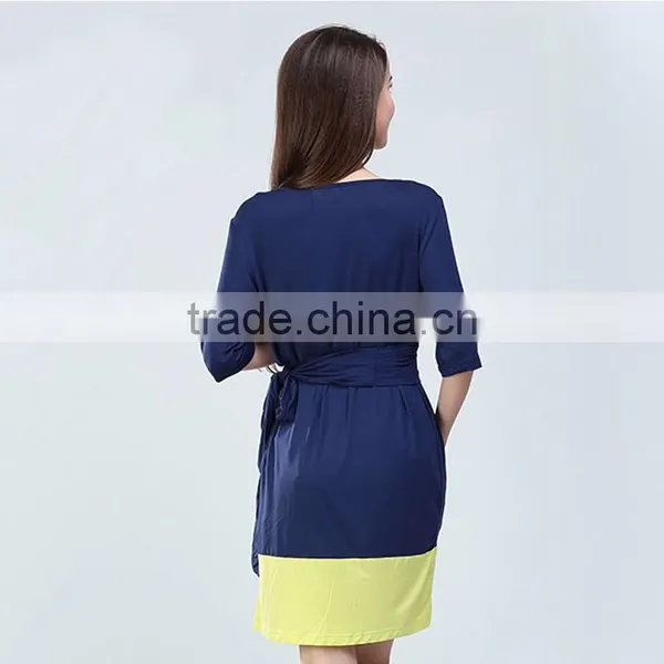 Maternity Dresses Hit Color Nursing Clothes Pregnant Mums Skirts photo-4