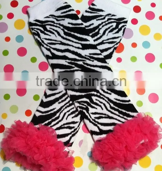 2014 Wholesale Baby Leggings Baby Leg Warmers Monster Gloves Pink Zebra Cotton Ruffle Leg Warmers For Kids photo-3
