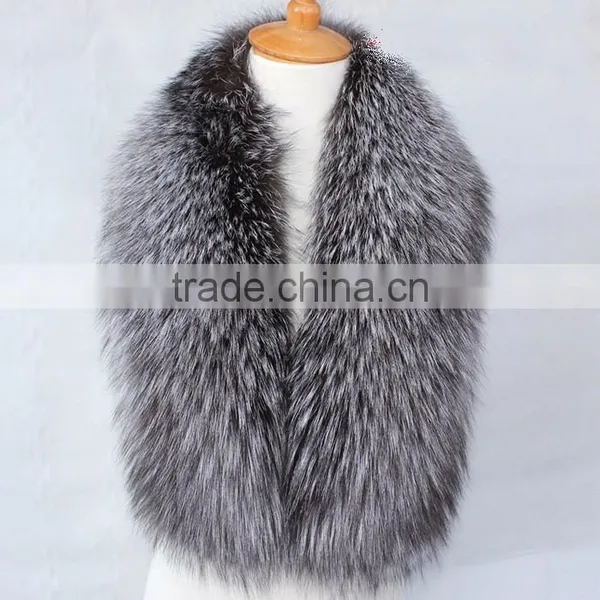 Myfur Custom Royal Blue Fox Fur Collar of Shawl and Small Square Collar photo-3