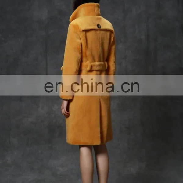New Style Double Breasted Merino Sheep Shearling Fur Coat photo-2