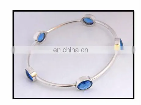 92.5 Silver Bangle Bracelet With Stones