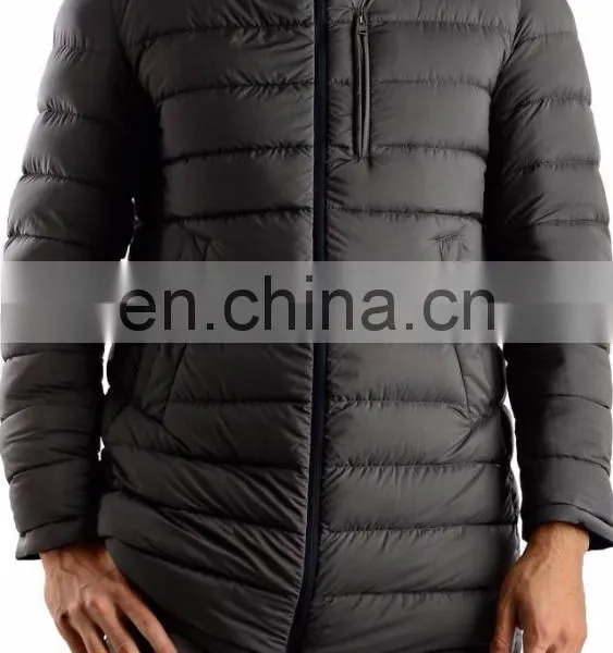 Long Reversible Black Single Breast Down Jacket With Contrast Grey Reverse for Men photo-3