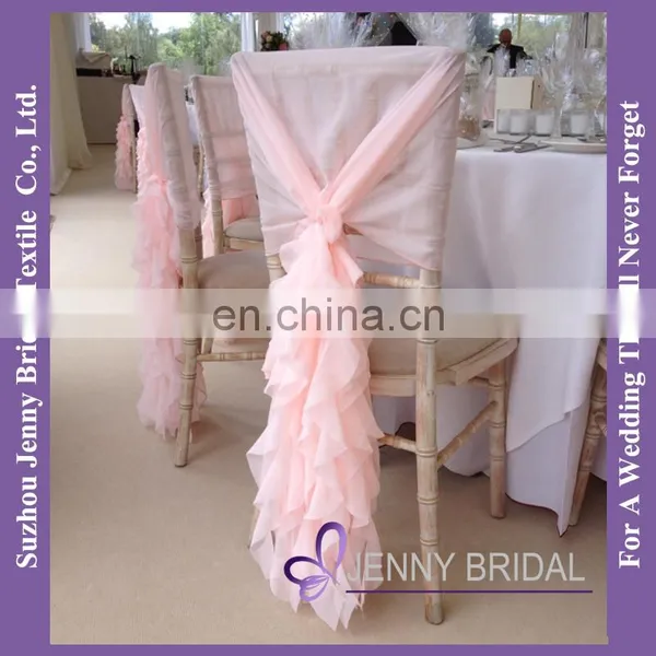 C214C Ivory Chiffon Sashes Wedding Decoration Organza Flower Chair Sash photo-5