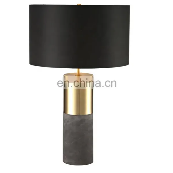2020 Black Gold Fabric Bedside Table Lamp Luxury Marble Led Reading Lamp photo-3