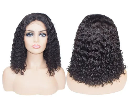 KHH Curly Lace Front Wig With Bangs Short Bob Human Hair Wigs Brazilian Remy Fringe Wig Pre Plucked With Baby Hair photo-2