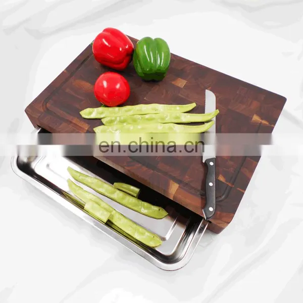 Extra Large Walnut Chopping Board Cutting Board With Stainless Steel Tray photo-2