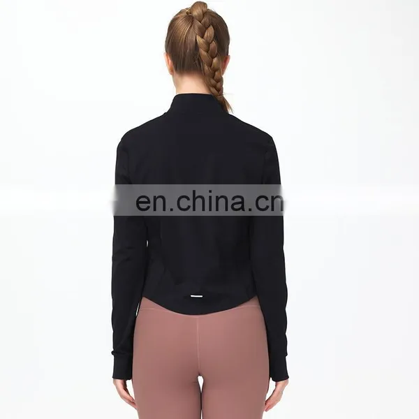 Newest Women's Long Sleeve Yoga Top Sports Casual Workout Gym Coat With Zipper Pockets Anti-bacterial Yoga Jackets photo-3