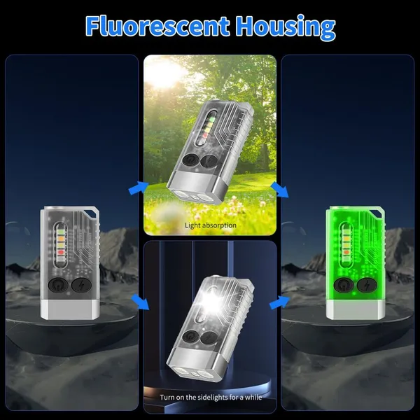 Wholesale 1000LM Magnetic Mini Keychain Flashlight Rechargeable EDC Torch 12 Light Modes Multi-Color IPX4 Waterproof Type-C for Outdoor Emergency photo-5