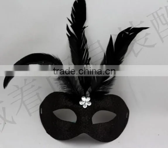 In Stock 7colors New Venetian Mask Beautiful Design Feather Mask Purple Feather Masquerade Mask photo-2