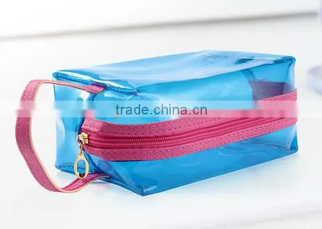 Transparent Clear PU or PVC Leather Tote Cosmetic Bag With Ziplock for Women photo-2