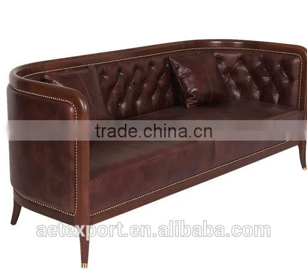 Modern Style Teak Solid Wood Sofa Designs With Leather Set photo-2