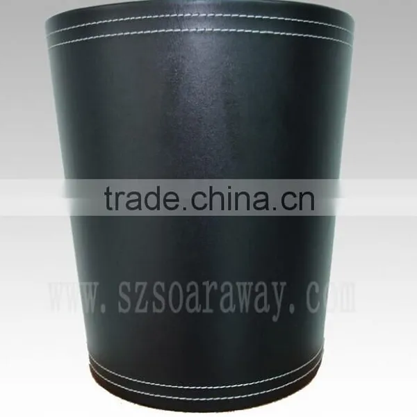 2014 Round Shape pu Faux Leather Waste Bin Factory in China Hot Sale In America Waste Bins For Home And Hotel photo-3