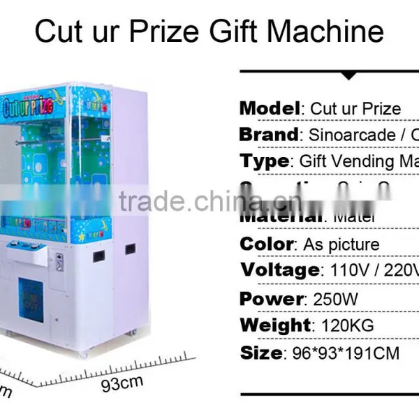 Sinoarcade Cut ur Prize Coin Operated Arcade Toy Claw Machine for Sale photo-6