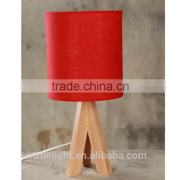 Hot Saled Wooden E27*1 Table Lamp, Fabric /cloth Small Desk Light photo-2