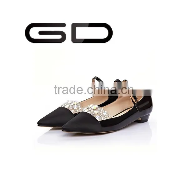 Fancy Ballerina Pump Flat Shoes Genuine Leather Crystal Decorated Flat Shoes Elegant Pointed Toe With Narrow Band Flat Shoes