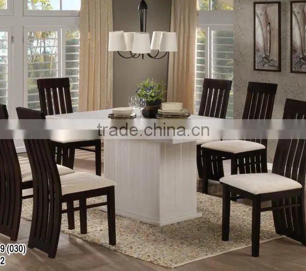 Latest Stainless Marble Top Table Cushion Solid Wood Chair for Asia
