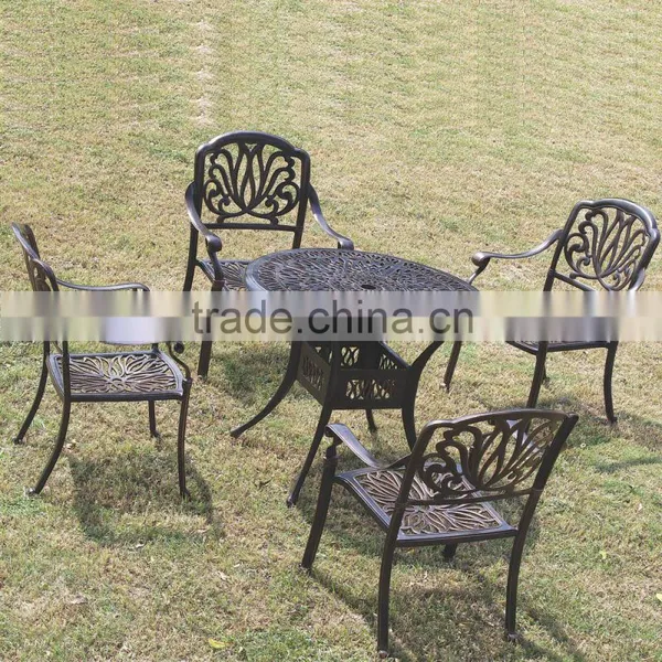 Outdoor Patio White Round Dining Table and Chairs Set Garden Furniture Cast Aluminium photo-3
