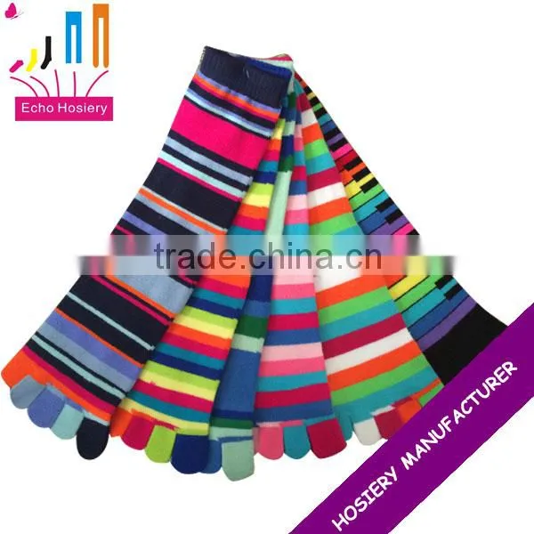 Five Toe Socks With Multi Color Stripes