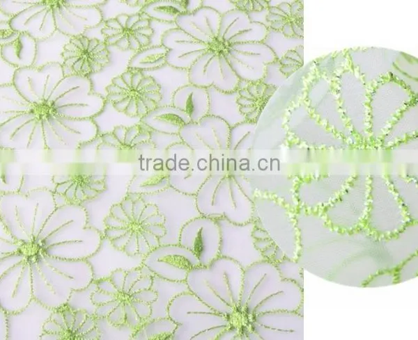Golden Flower Lace Embroidery Fabric Organza