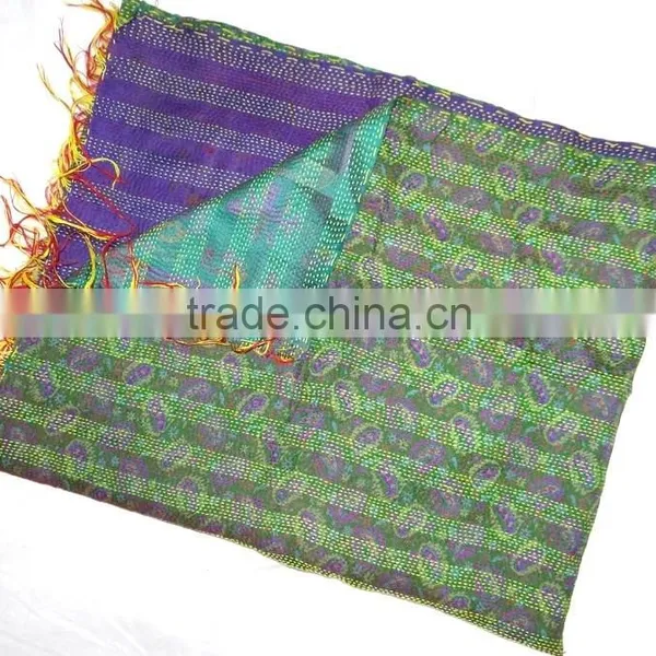 Handmade Scarve Shawl Reversible Silk Kantha Shawl photo-4