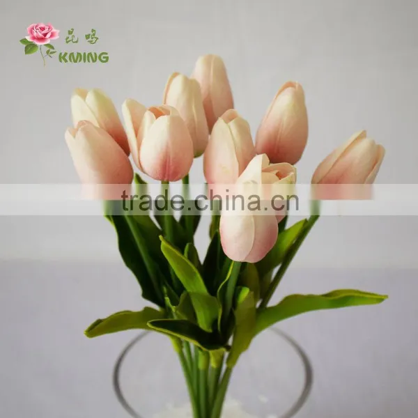 2016 Newly Coming Wholesale Spirited Ivory Artificial Tulip Flower Indoor Furniture Decoration