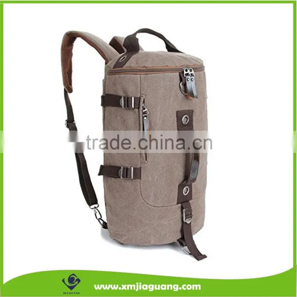 Unisex Canvas Multi-purpose Sport Bag, Barrel Backpack, Double Zipper Daypack photo-5