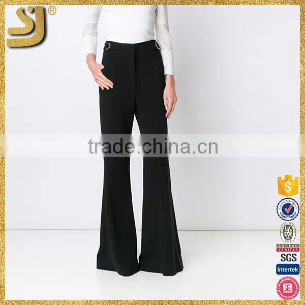 2016 Newest Style Ladies Pants With Wide Leg, Woman Black Leg Flared Pants, American Newest Casual Solid Ladies Pants photo-6