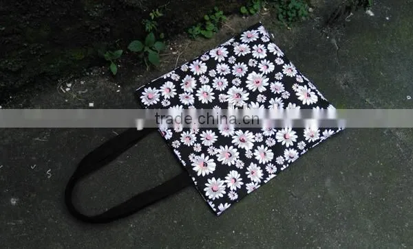 Flower Improved Black Canvas Hand Bag photo-2