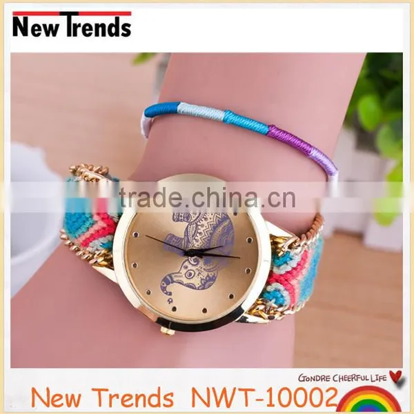 New Design Colorful Braid Rope Geneva Elephant Watch Weave Chain Bracelet Watch photo-6
