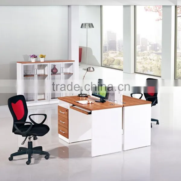 White and Black Staff Working Desk Office Workstation Design With Hang-in Cabinet for USA photo-3