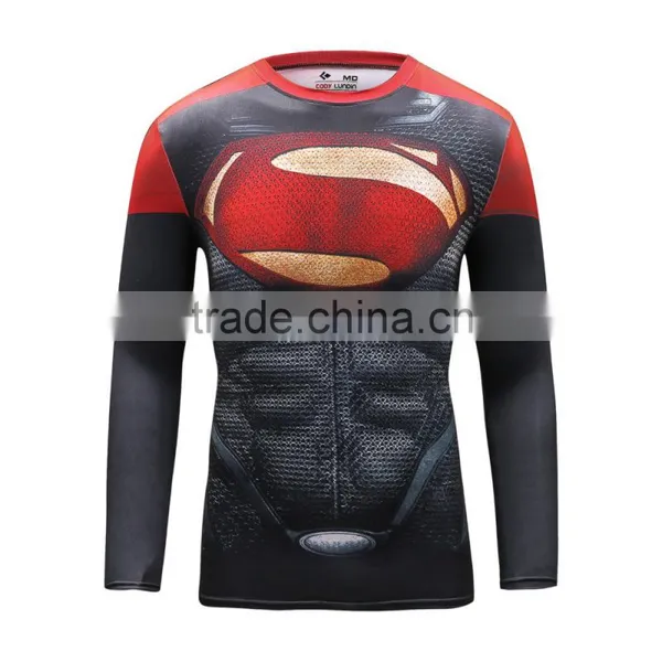 China Manufacturer Wholesale Men's Compression t Shirt Body Slim 3d Fiction Animal Color Tee Shirt Superman Clothing photo-2