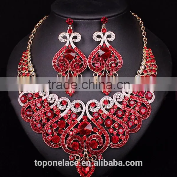 Fashion Jewelry Crystal Bead African Handmade Crystal Rhinestone Jewelry Set 18k Gold Jewelry photo-2