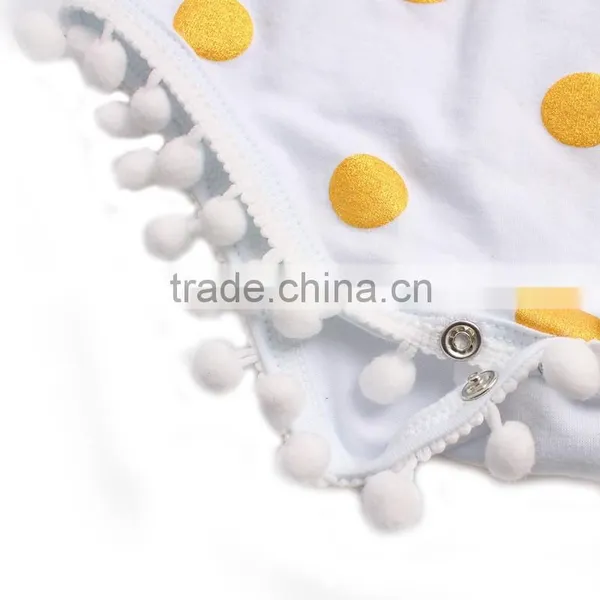 Plain White Baby Rompers White and Yellow Spot Rompers Baby Girls Rompers Jumpsuits photo-4