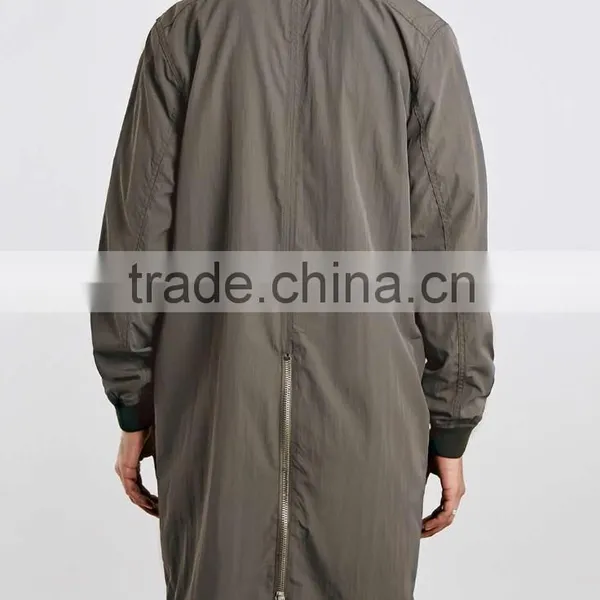 Men's Kakhi Color Longline Bomber Coat photo-4