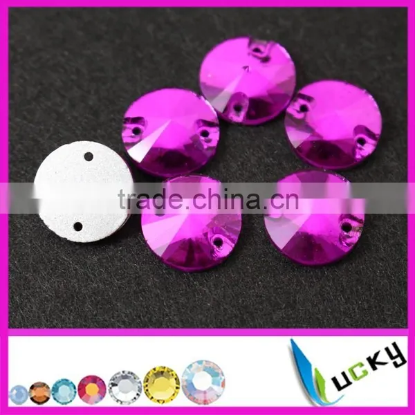 2015 New Color Fuchsia Color Sew on Crystal Rhinestones Flatback Strass With Holes photo-3
