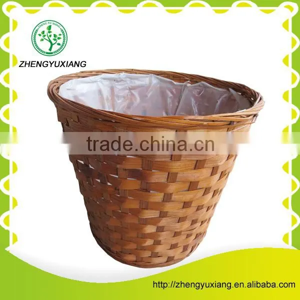Handmade Bamboo Plant Basket With Plastic Bag photo-2