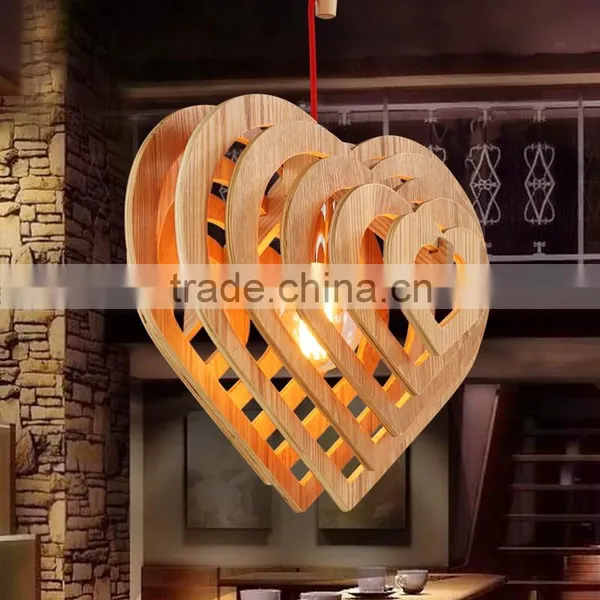 Nordic Creative Brief Wooden Pendant Lamps Heart Shape Living Room Bedroom Lighting Fixtures Holiday Living Christmas Lights photo-4