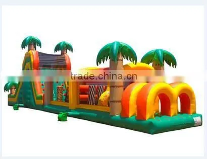 3.3mWx20mLx6mH Tropical Theme Giant Adult Inflatable Obstacle Course for Sale Large Inflatable Games photo-2
