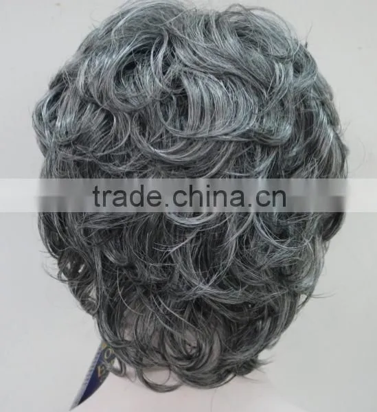 Black With c Aged Women Elderly Fluffy Wig N530 photo-3
