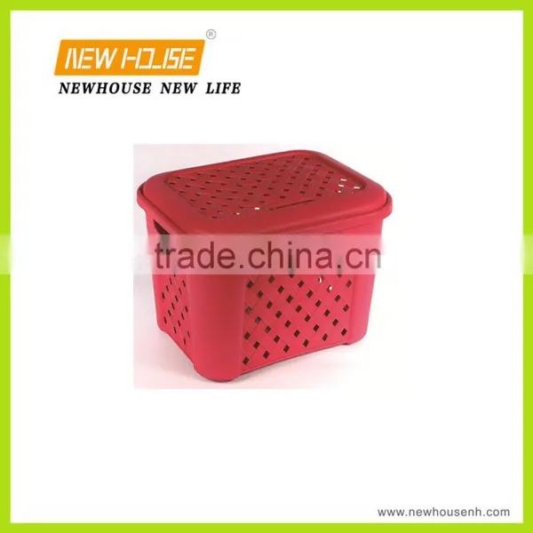 Hot Sale Rectangle Plastic Storage Basket With Lid