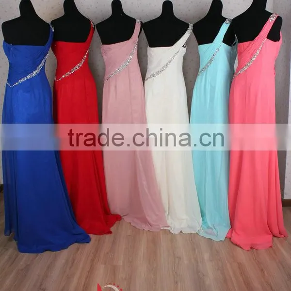 Newly Design One-shoulder Chiffon Beaded Fashion Elegant Long Evening Dresses photo-4
