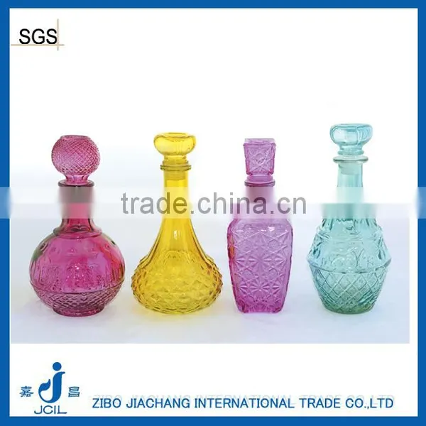 Unique Colored Glass Vodka Wine Bottle With Glass Stopper