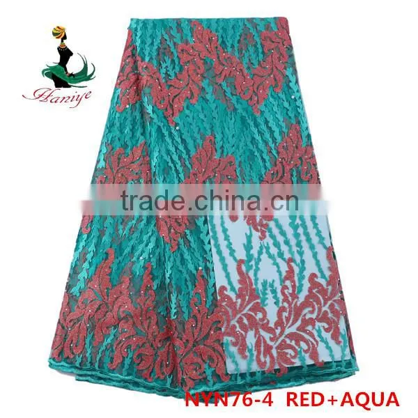 2016 Wholesale Embroidery Tulle Lace Fabric Nigerian French Net Lace for Wedding Dreeses /NYN76 photo-4