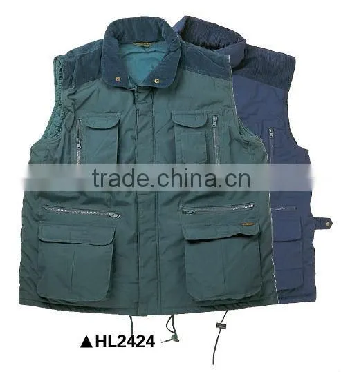 Body Warmer Vest With Padding & Corduroy Shoulder