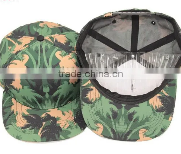 Wholesale Two Tone 100% Acylic Flat Brim Bulk Snapback Caps Floral Printing photo-2