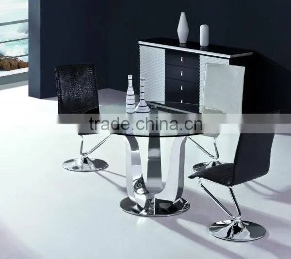 TH704 Modern Round Glass Kitchen Table Prices Stainless Steel Kitchen Table photo-2