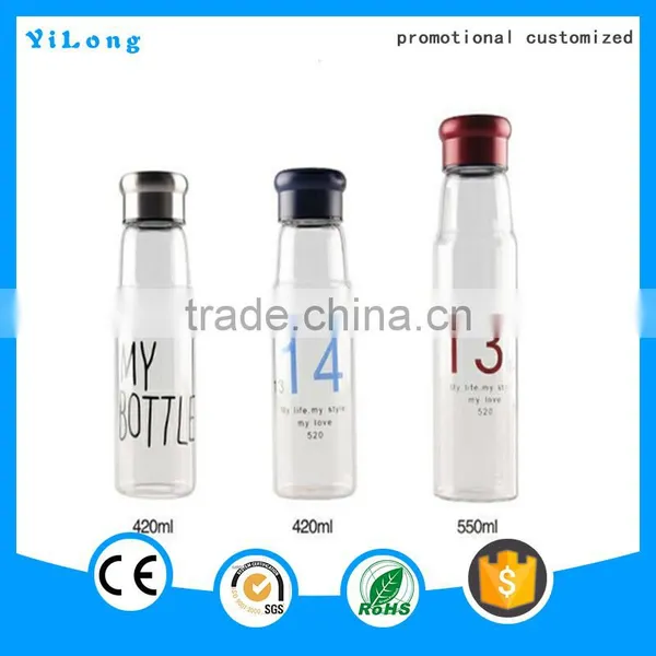 2016 Promotional Fancy Water Glass Bottle 10 Gallon 500ml Double Wall Glass Water Bottle photo-4